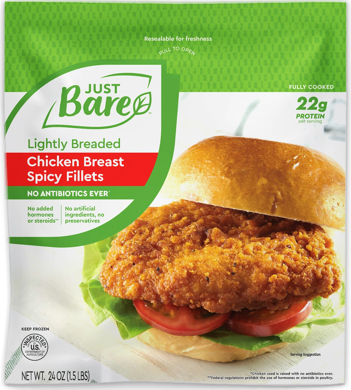 JUST BARE - Just Bare Lightly Breaded Chicken Breast Strips 24 o