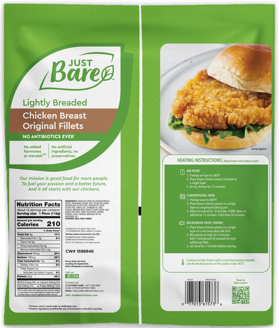 Lightly Breaded Chicken Breast Original Fillets (3lbs) - Just Bare Foods