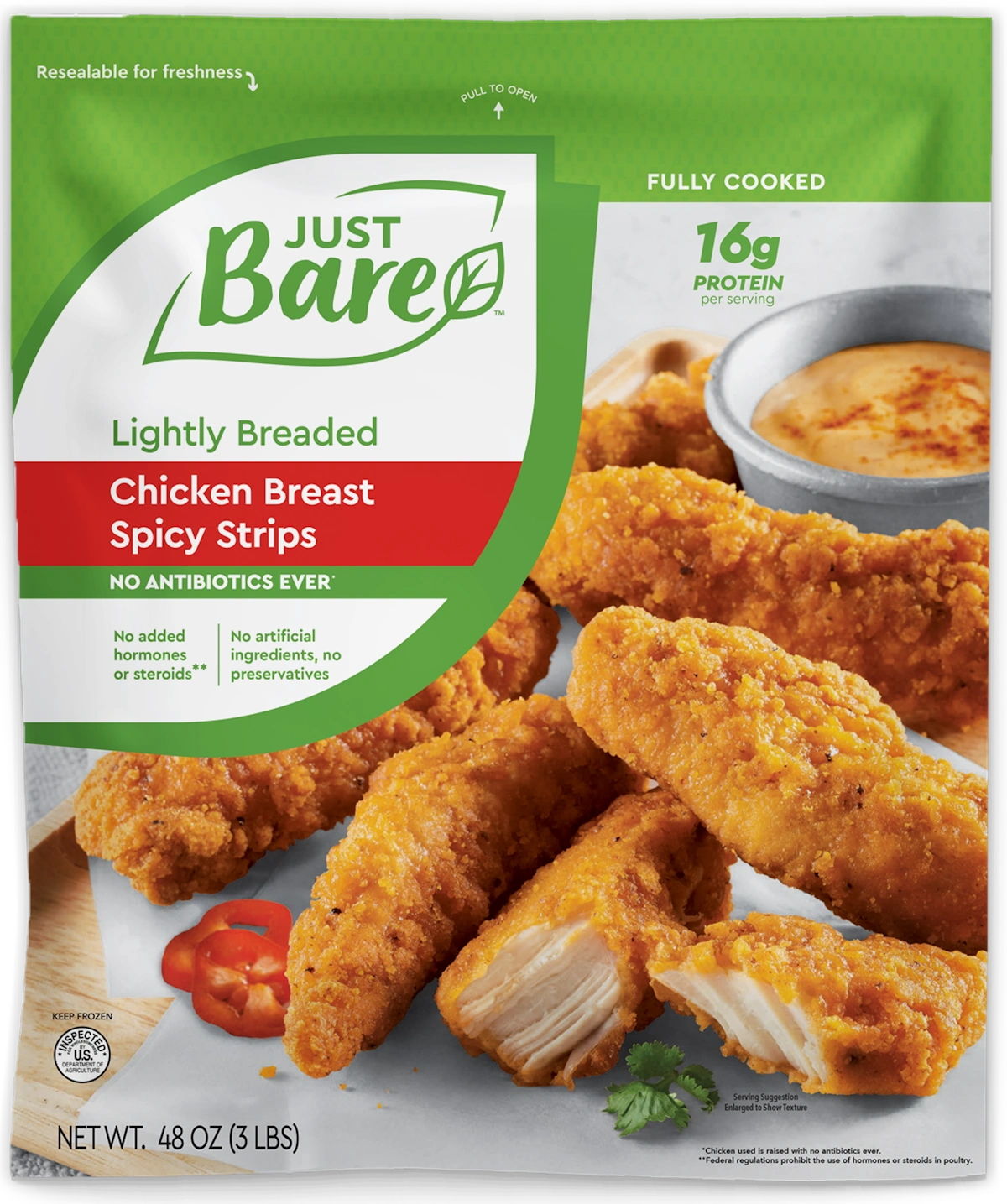 JUST BARE - Just Bare Lightly Breaded Chicken Breast Strips 24 o