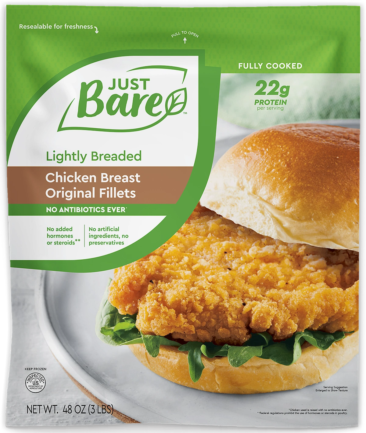 Lightly Breaded Chicken Breast Original Fillets (3lbs) - Just Bare Foods