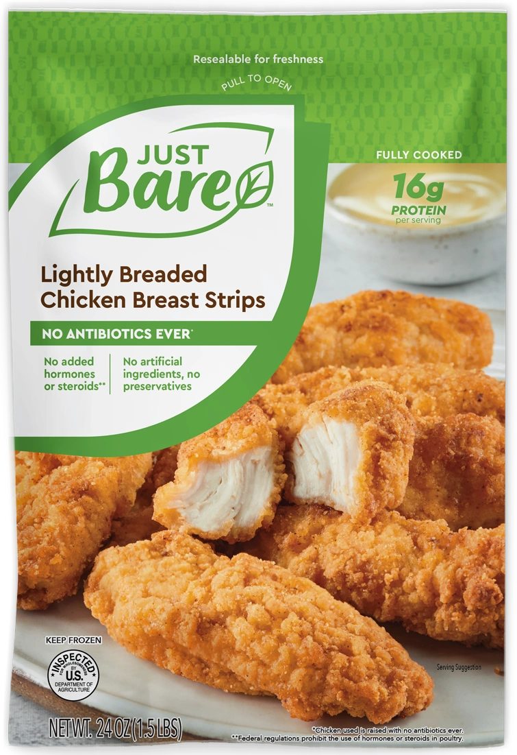 Lightly Breaded Chicken Breast Strips (1.5lbs) - Just Bare Foods