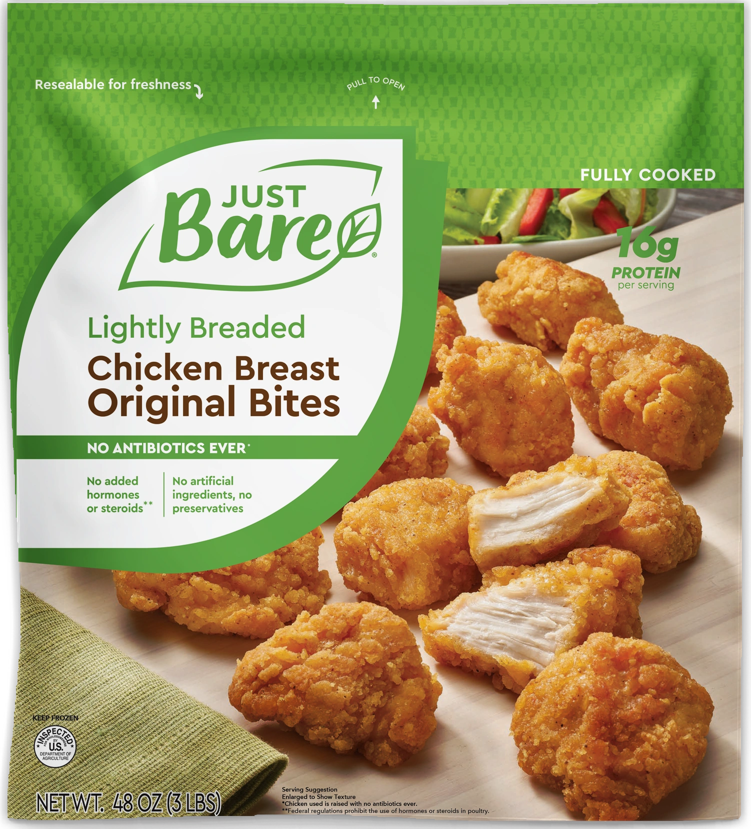 Lightly Breaded Chicken Breast Original Fillets (3lbs) - Just Bare